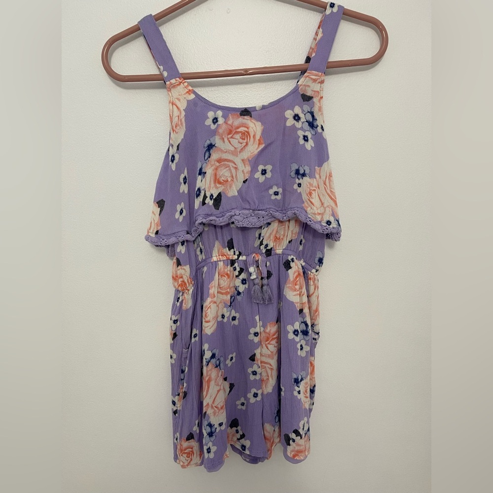 Justice Store Girls Size 12 Purple Flowered Romper